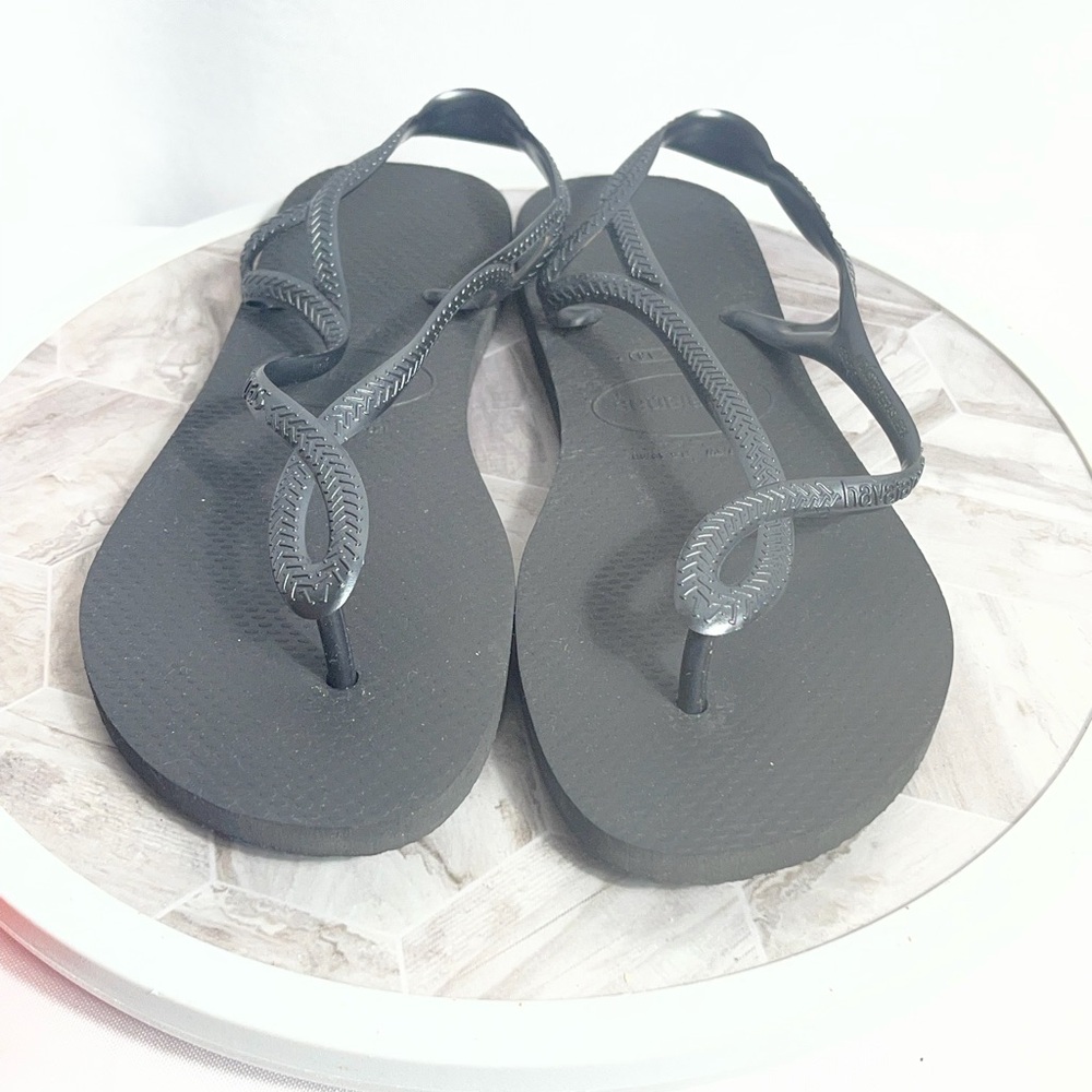 Havaianas Black Slim Flip Flop Sandals Women’s 37/38 US 6–7 Brazil Made